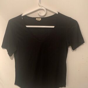 Sexy Garage Low Cut Crewneck Thin Black Summer Tshirt Canadian Design SZ Small